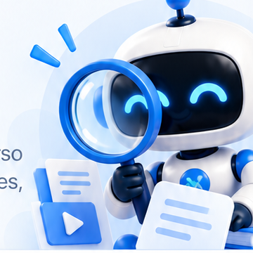 Robot educativo buscando contenidos del certificado