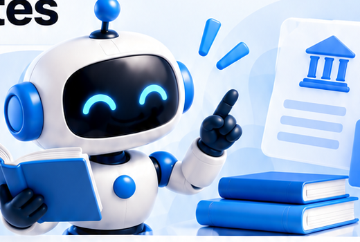 Robot educativo consultando fuentes oficiales y recursos